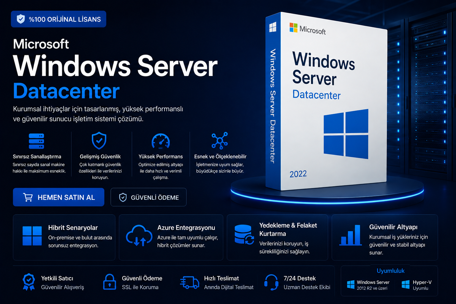 Windows Server Datacenter Dijital Lisans