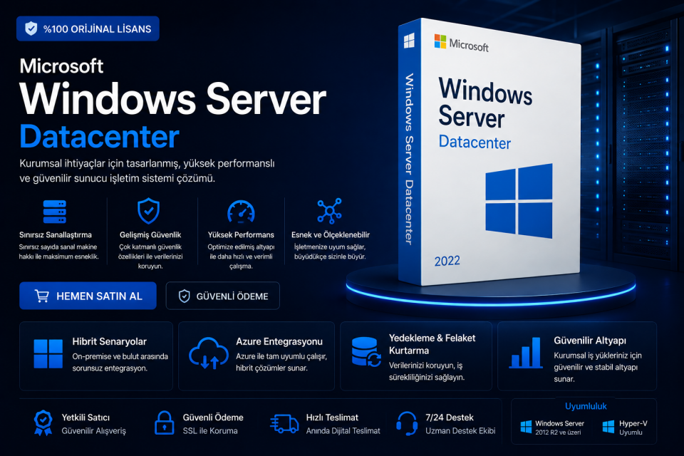Windows Server Datacenter Dijital Lisans