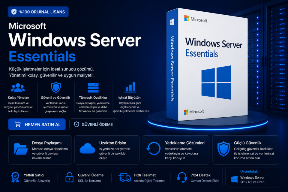Windows Server Essentials Dijital Lisans