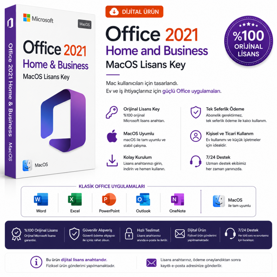 Office 2021 Home and Business MacOS Lisans (Maile Kayıt)