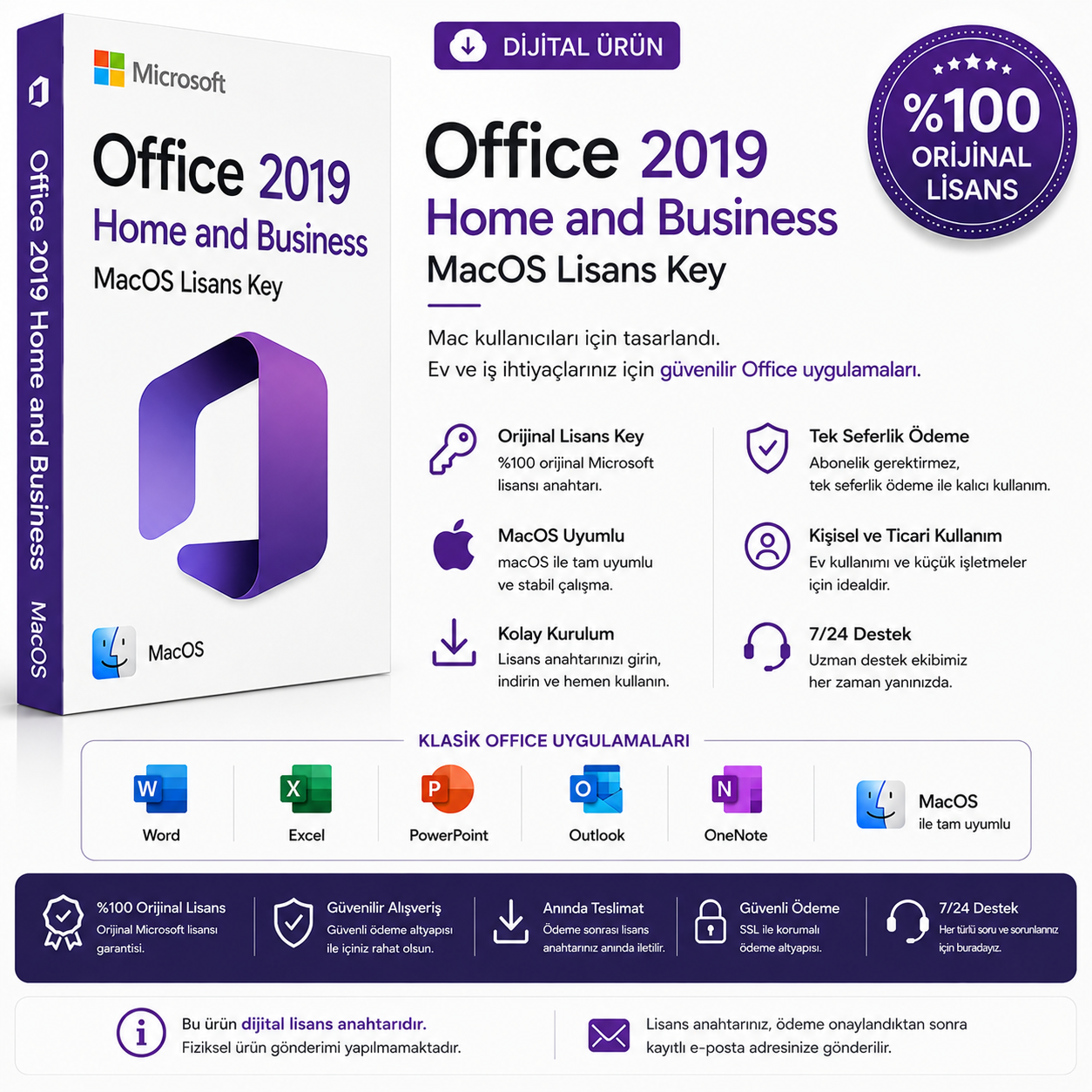 Office 2019 Home and Business MacOS Lisans Key (Maile Kayıt)