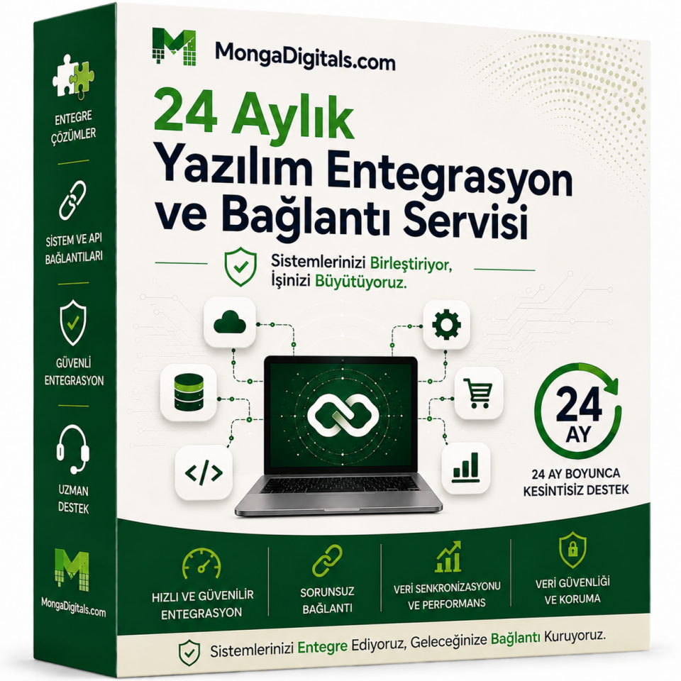 24 Aylık Yazılım Entegrasyon ve Bağlantı Servisi